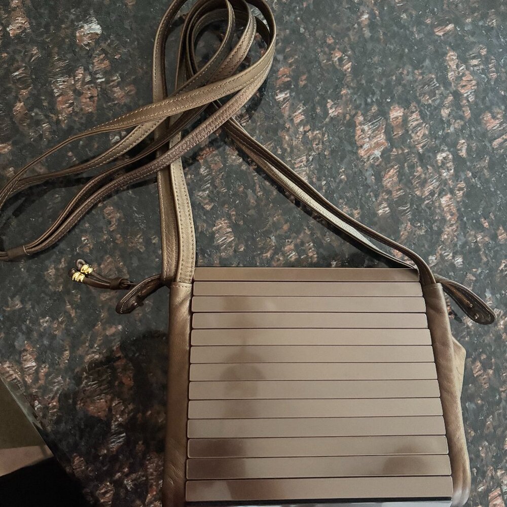 Italian Acrylic Panel and Leather Pocketbook, Brown, Made by Cul de Sac.